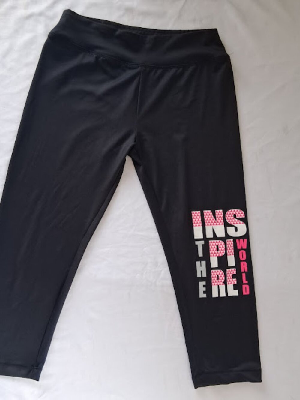 Zone Pro girls size L (10/12) black, pink, silver and white leggings
